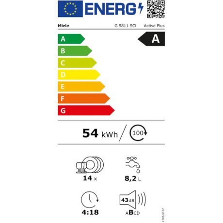 MIELE G 5811 SCi Active Plus Ανοξείδωτο Εντοιχιζόμενο Πλυντήριο Πιάτων 60cm